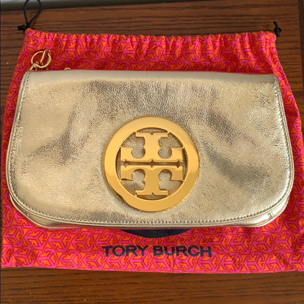 Tory Burch gold clutch /crossbody bag